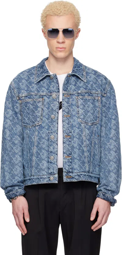 Lanvin Lunar Year Jacquard Denim Jacket In Blue