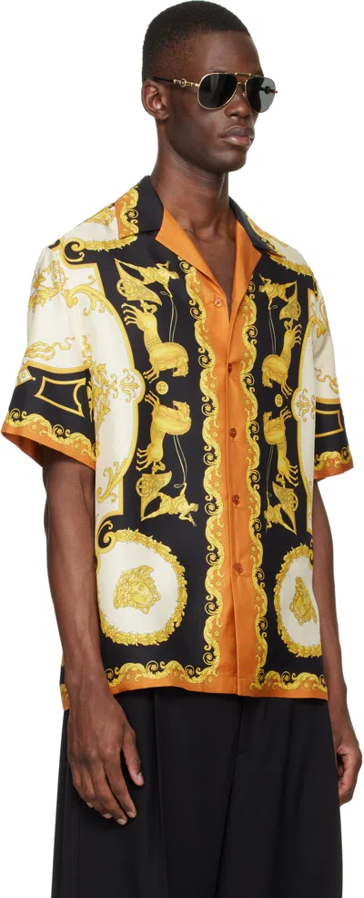 Versace Printed Silk Twill Regular Shirt In Multi
