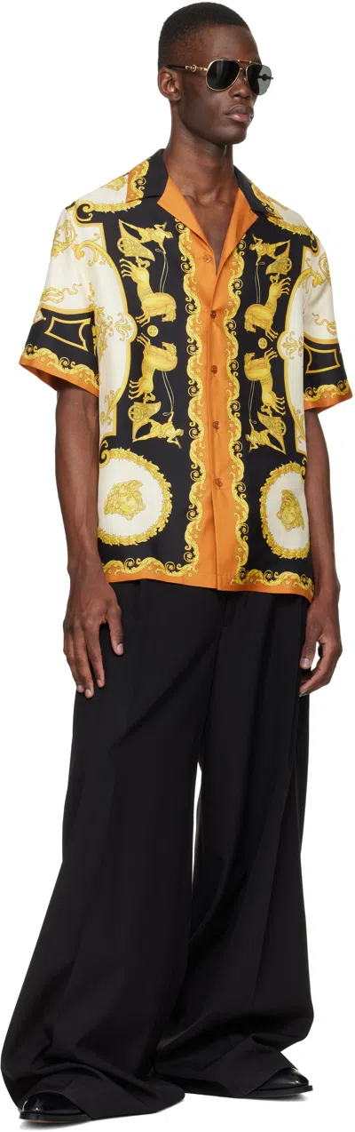 Versace Printed Silk Twill Regular Shirt In Multi
