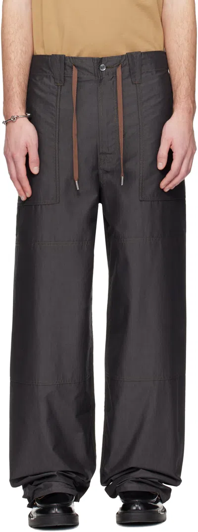 Lanvin Gray Wide-leg Chambray Cargo Pants In Black