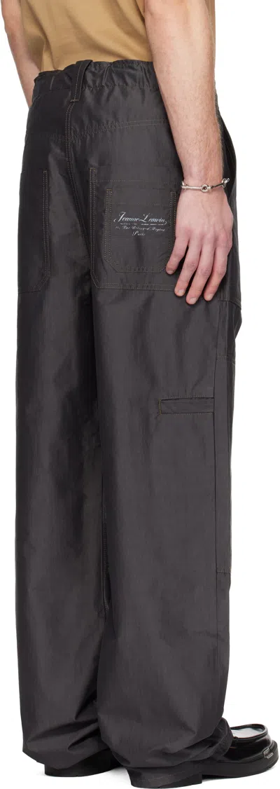 Lanvin Gray Wide-leg Chambray Cargo Pants In Black