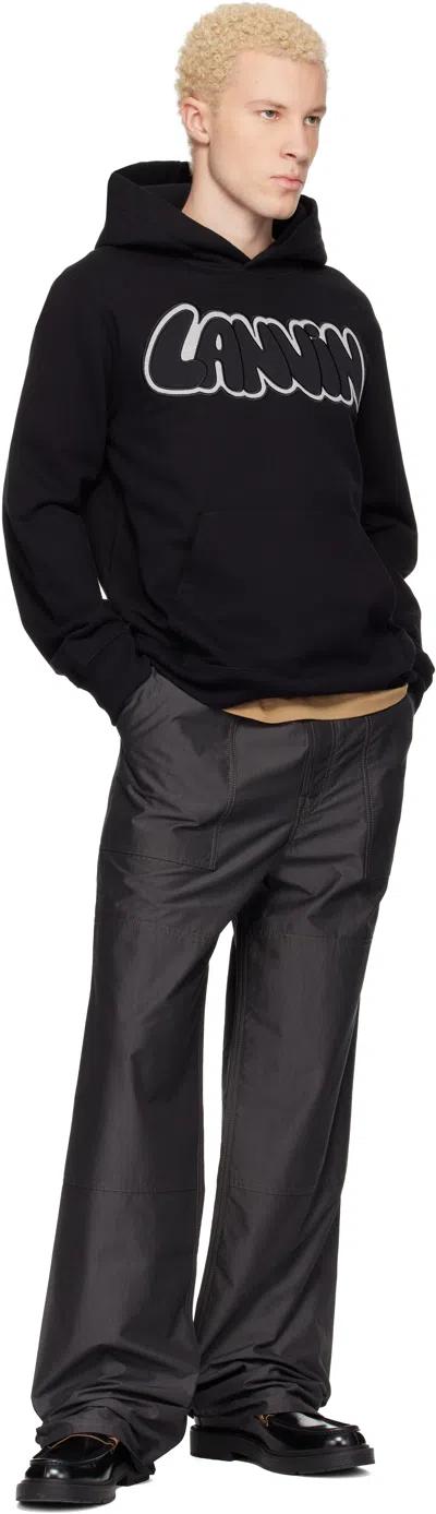Lanvin Gray Wide-leg Chambray Cargo Pants In Black