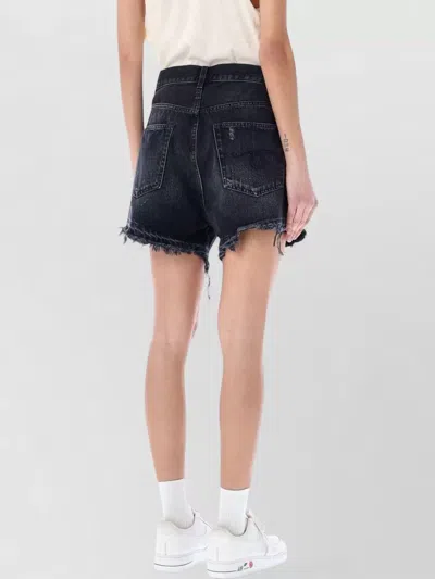 R13 Crossover Asymmetric Distressed Denim Shorts In Multi