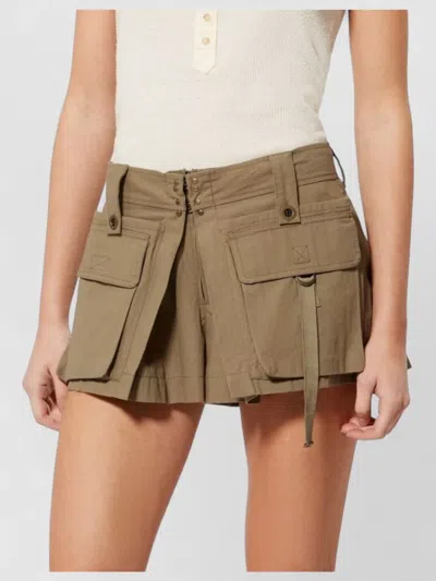Isabel Marant Barta Cargo Shorts Straps Multiple Pockets In Neutral