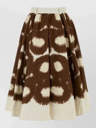 Prada Printed Canvas Skirt In Brown