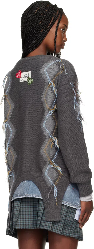 Andersson Bell Gray Gartered Argyle Cardigan In Gray