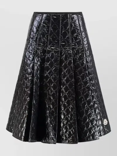 Moncler Gonna Midi Padded With Quilted Checkered Pattern In Black