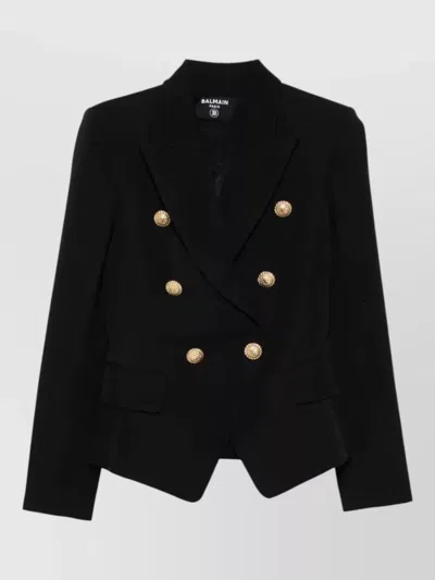 Balmain Black Double-breasted Blazer In Black