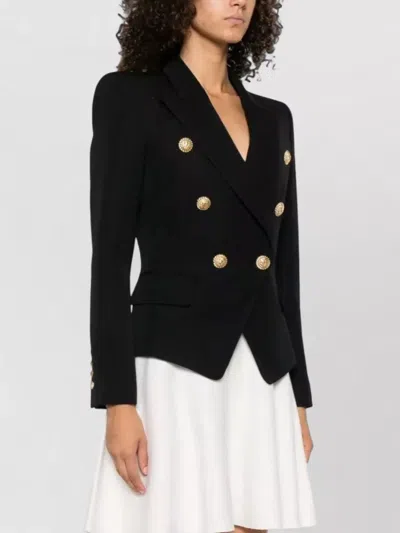 Balmain Black Double-breasted Blazer In Black