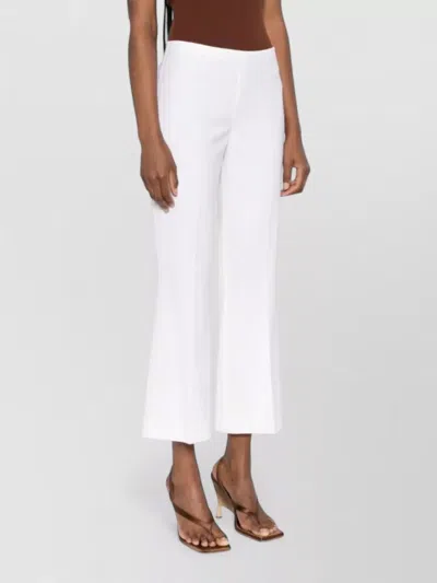 P.a.r.o.s.h Parosh Stretch Wool Flared Cropped Trousers In White