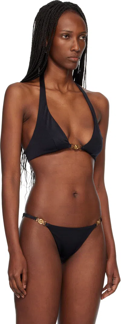 Versace Black Bikini Top In Black