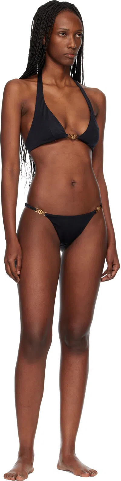 Versace Black Bikini Top In Black