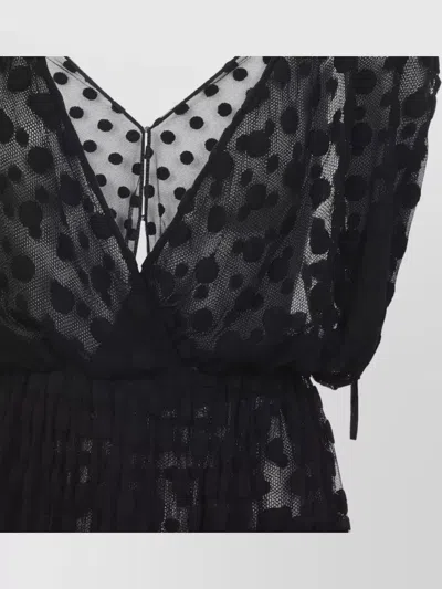 Dries Van Noten Ruffled Polka-dot Cotton-blend Mesh Midi Dress In Black