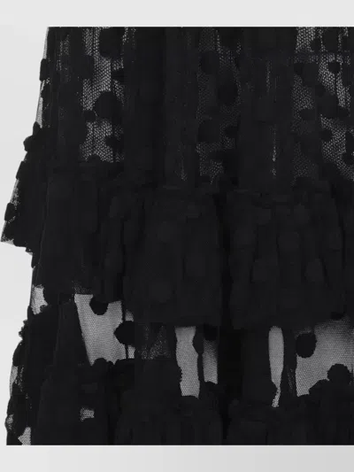 Dries Van Noten Ruffled Polka-dot Cotton-blend Mesh Midi Dress In Black