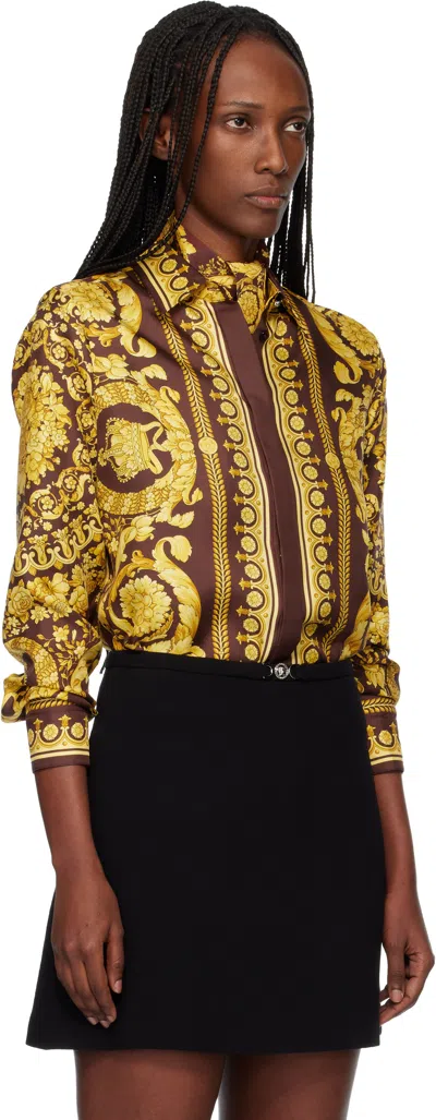 Versace Women Gold Barocco Shirt, S Luxury Shirts For Women Darveys In Multi