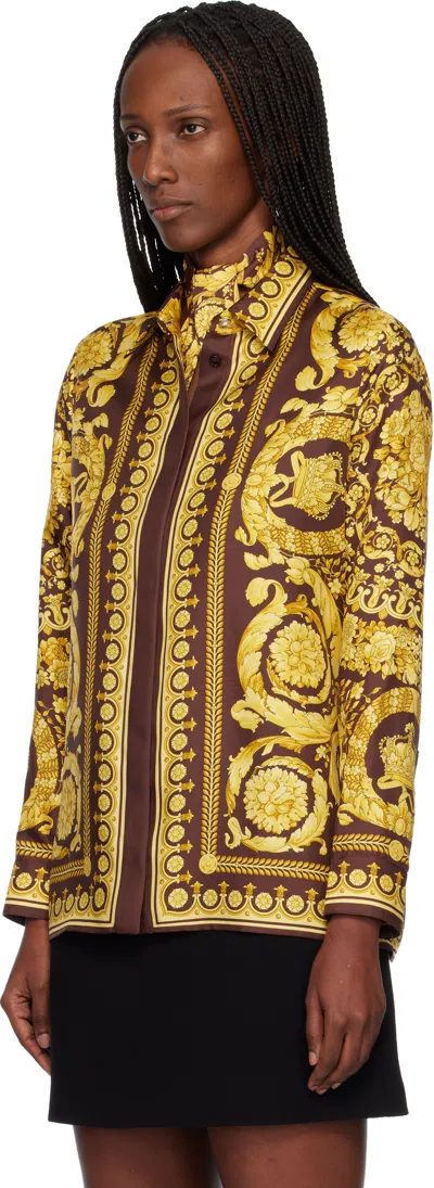 Versace Women Gold Barocco Shirt, S Luxury Shirts For Women Darveys In Multi