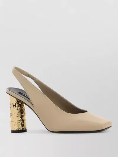 Givenchy Leather Slingback Pumps Block Heel Square In Brown