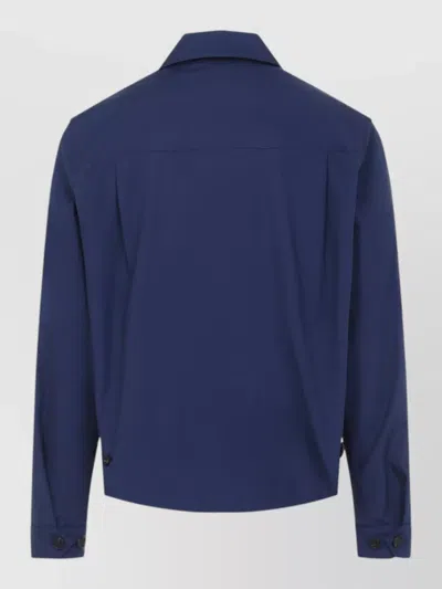 Prada Polyester Jacket Pointed Collar Straight Hem In Blue