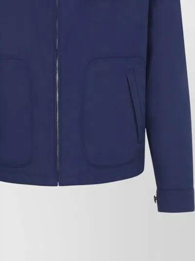 Prada Polyester Jacket Pointed Collar Straight Hem In Blue
