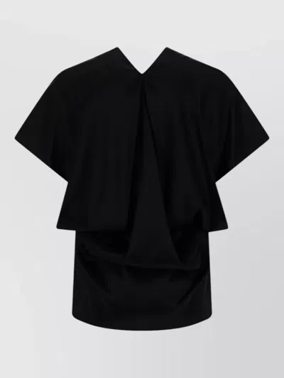 Nina Ricci Silk Top V Neckline Draped Back In Black
