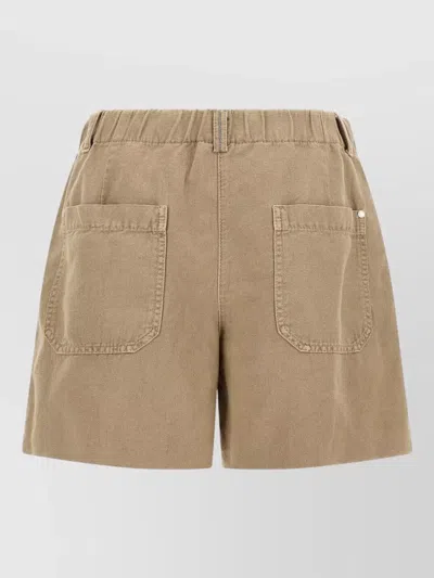Brunello Cucinelli Baggy Shorts Pleated Front Belt Loops Pockets In Brown
