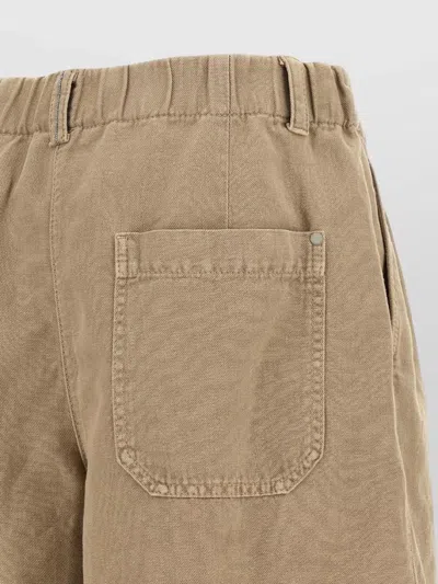 Brunello Cucinelli Baggy Shorts Pleated Front Belt Loops Pockets In Brown