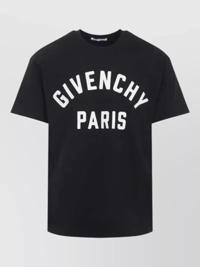 Givenchy Men Black Crewneck T-shirt With Maxi Logo Lettering On The Front In Cotton Man