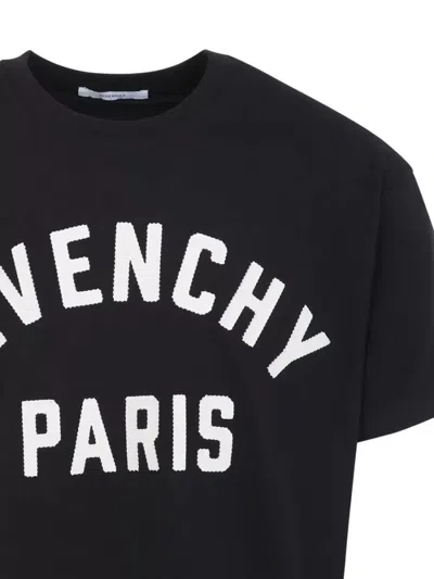 Givenchy Men Black Crewneck T-shirt With Maxi Logo Lettering On The Front In Cotton Man