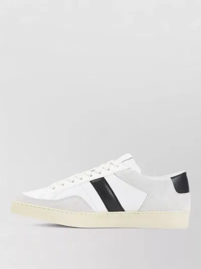 Tom Ford Panelled Suede And Grained Leather Sneakers In White