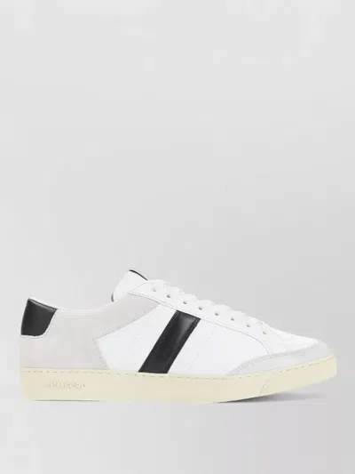 Tom Ford Panelled Suede And Grained Leather Sneakers In White