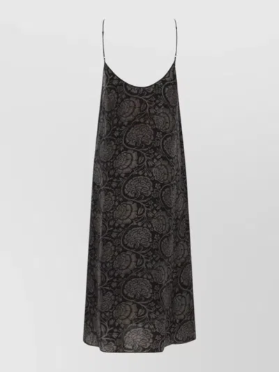 Uma Wang Long Dress Anaya Maxi Spaghetti Straps Floral In Black