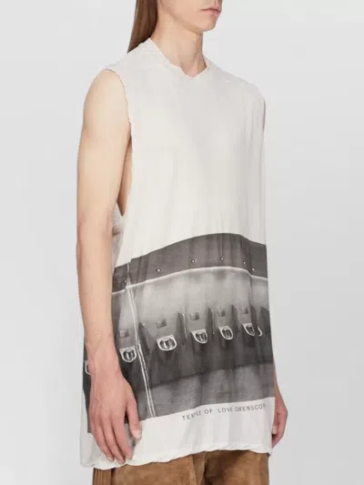 Rick Owens Jumbo Printed Cotton Jersey Tank Top In Neutral