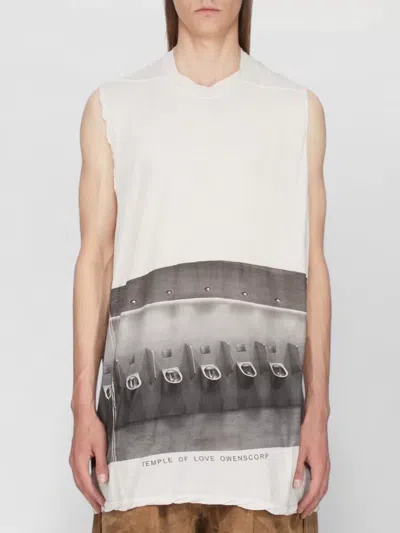 Rick Owens Jumbo Printed Cotton Jersey Tank Top In Neutral