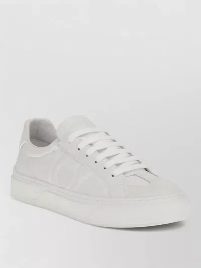 Ferragamo White Calf Leather Bos Taurus Sneakers In Gray
