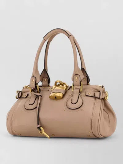 Chloé Paddington Pink Handbag With Two Top Handles And Padlock On The Front In Leather Woman