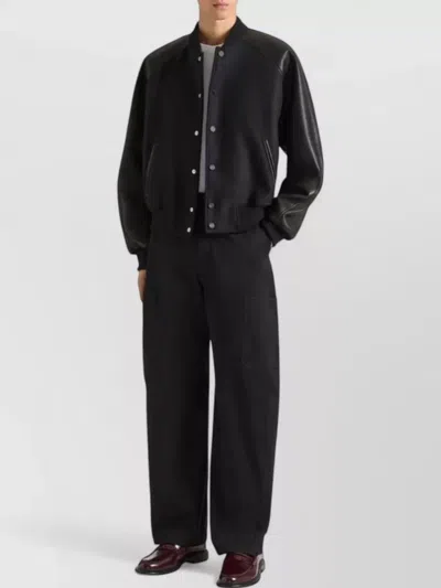 Givenchy Mixed Material Bomber Jacket Leather Panels In Black