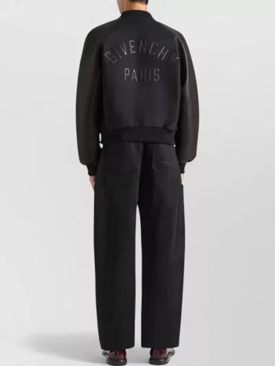 Givenchy Mixed Material Bomber Jacket Leather Panels In Black
