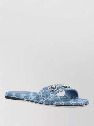 Gucci Flat Sandals Open Toe Patterned Fabric Hardware In Multi