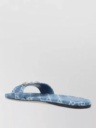 Gucci Flat Sandals Open Toe Patterned Fabric Hardware In Multi