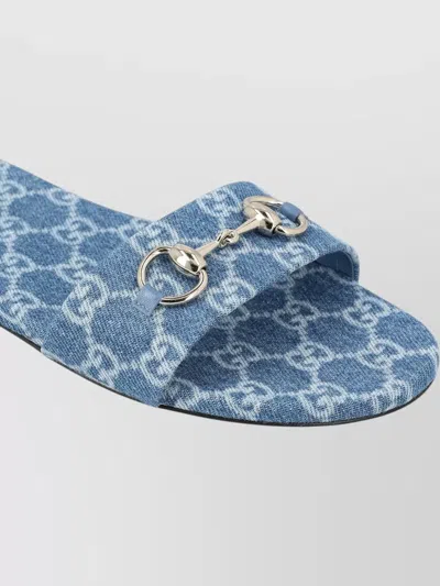 Gucci Flat Sandals Open Toe Patterned Fabric Hardware In Multi
