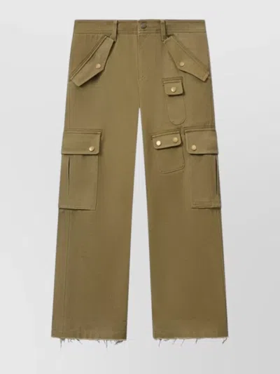 Isabel Marant Josine Cotton Twill Flare Crop Cargo Pants In Brown