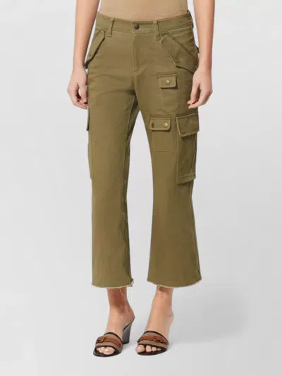 Isabel Marant Josine Cotton Twill Flare Crop Cargo Pants In Brown