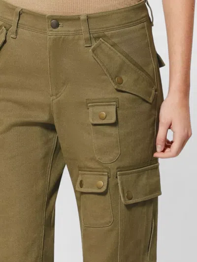 Isabel Marant Josine Cotton Twill Flare Crop Cargo Pants In Brown