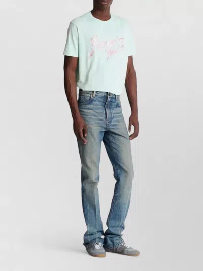 Balmain Flared Denim Trousers Straight Fit Vintage Wash In Blue