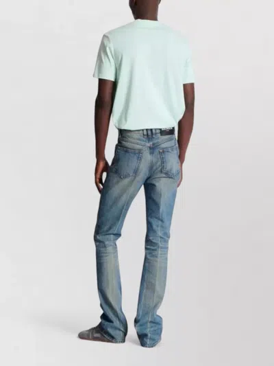 Balmain Flared Denim Trousers Straight Fit Vintage Wash In Blue