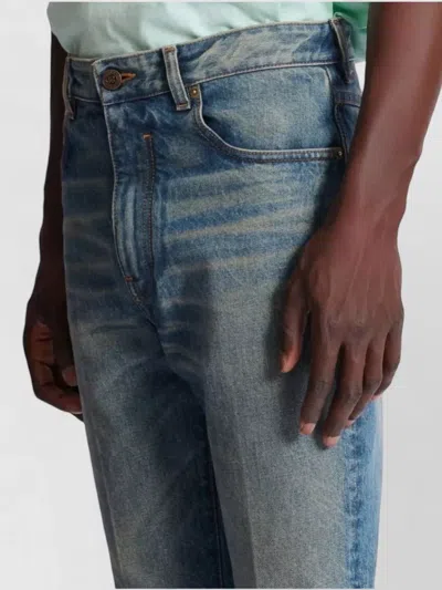 Balmain Flared Denim Trousers Straight Fit Vintage Wash In Blue