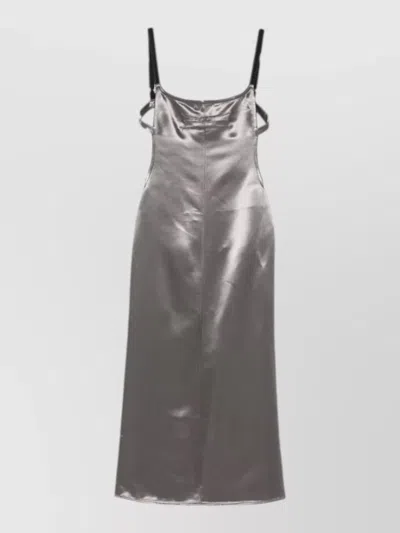 Attico Open-back Satin Midi Dress In Brown