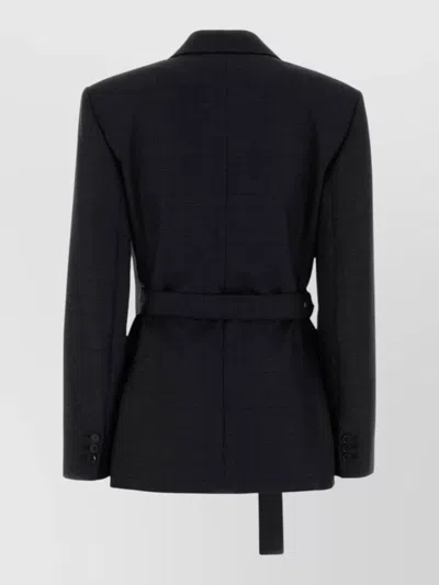 Loewe Womens Black Peak-lapel Draped Wool And Leather Blend Jacket In Black