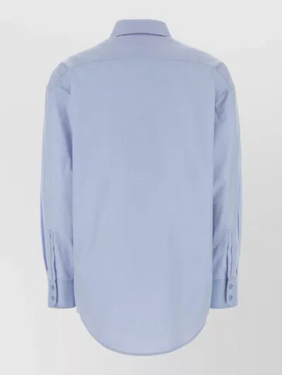 Saint Laurent Oxford Shirt Long Sleeves Button Cuffs Hem In Blue