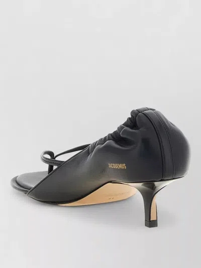 Jacquemus Leather Thong Sandals Stiletto Heel Straps In Black